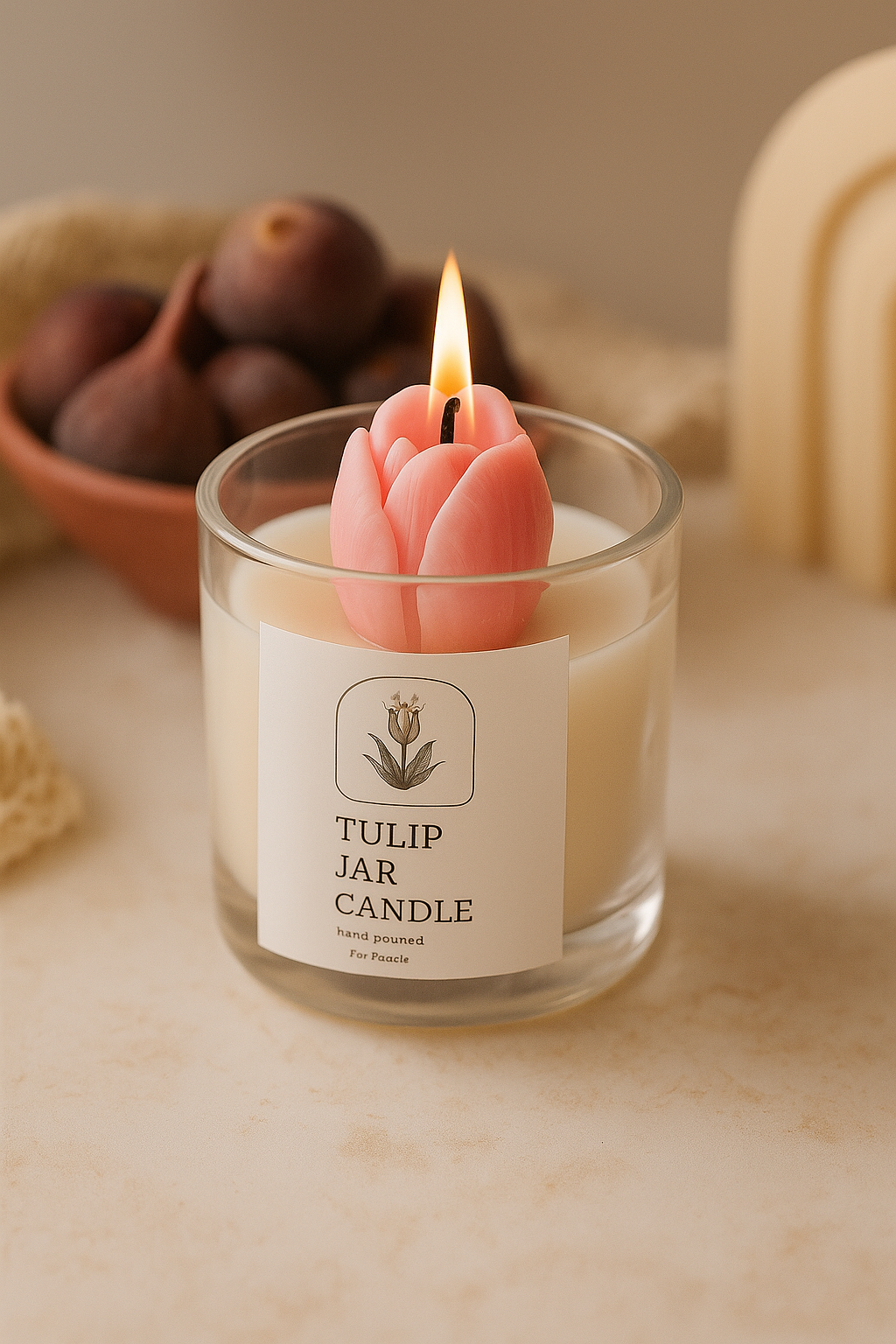 Floral, Tulip Bloom candle for romantic ambiance, home decor and festive gifting