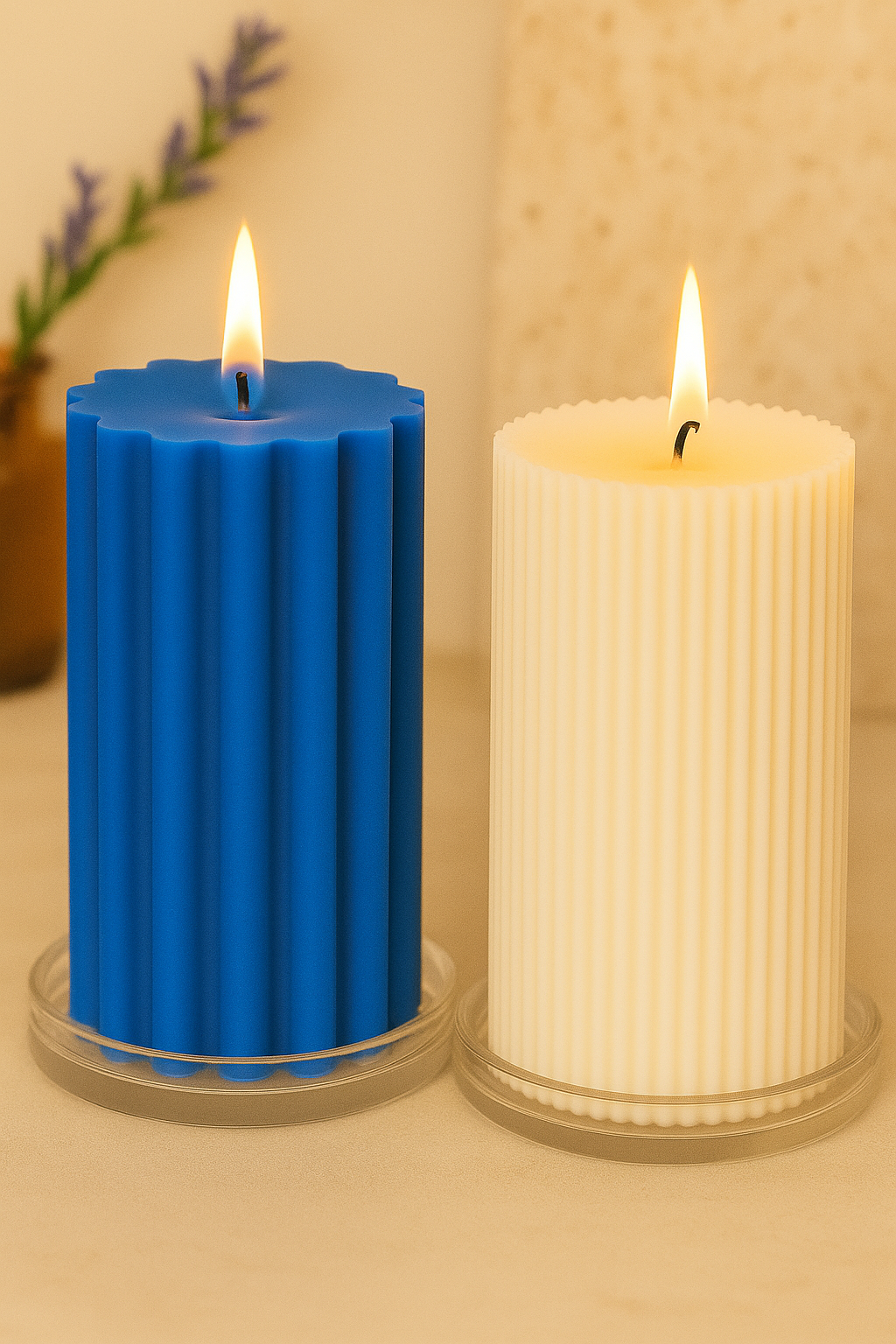 Decorative pillar candle, long-burning pillar candle