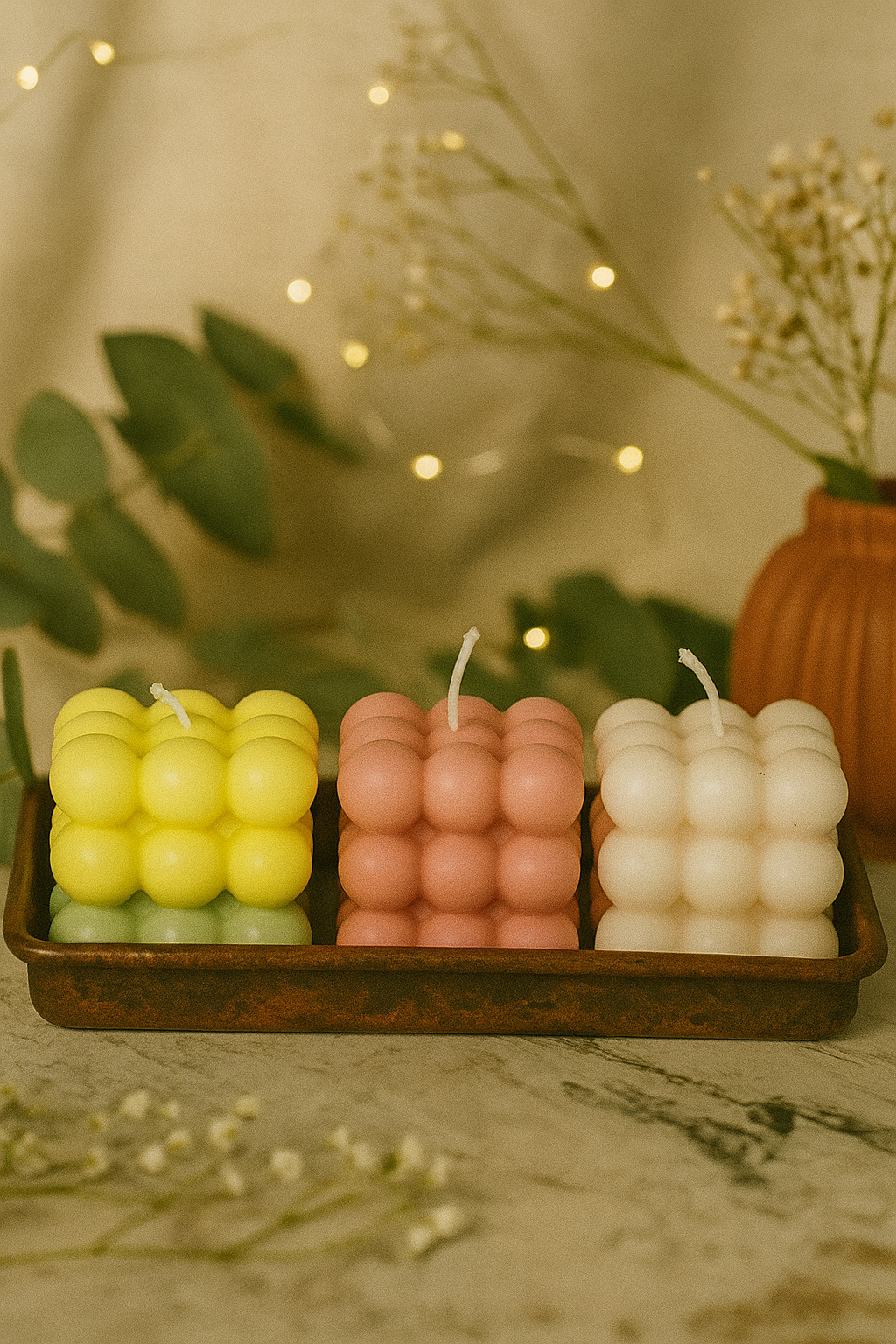 Aesthetic Bubble Cube Candle - Trendy Home Decor