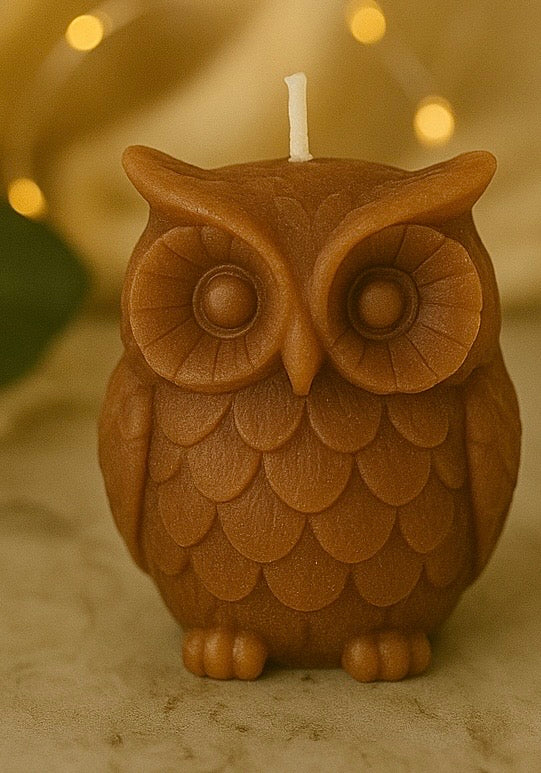 Owl sculpture candle made with natural wax for elegant home styling 