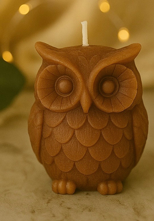 Owl sculpture candle made with natural wax for elegant home styling 
