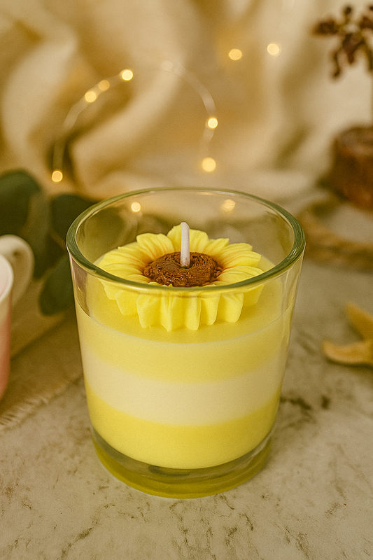 Sunflower decorative candle for cozy ambiance, seasonal decor