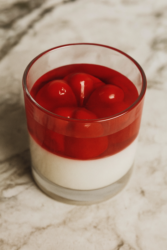 Strawberry dessert candle with creamy fragrance for cozy ambiance, festive gifting, aromatherapy, home styling